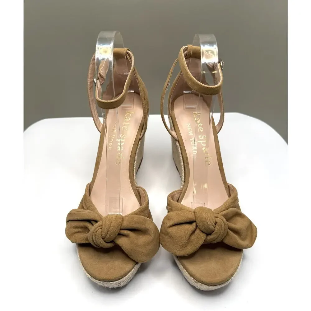 Kate Spade New York Tianna Platform Wedges Sz 10 tan suede espadrille